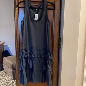 J. Crew Black Cotton Tiered Ruffle Tank Dress, M, NWT